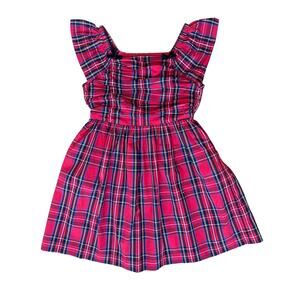 Crewcuts J.Crew Girls Dress Red Plaid Smocked Cotton Poplin Size 8